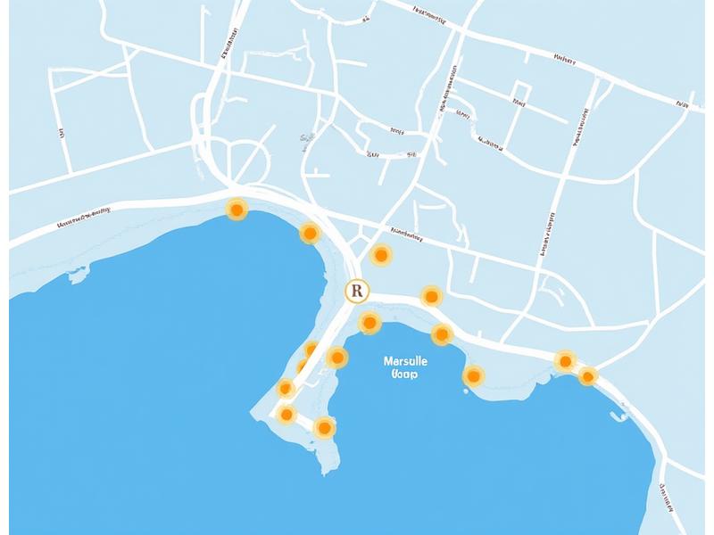 Carte stylisée centrée sur Marseille, avec des points lumineux marquant les zones clés de reportage ou les partenaires médias.
